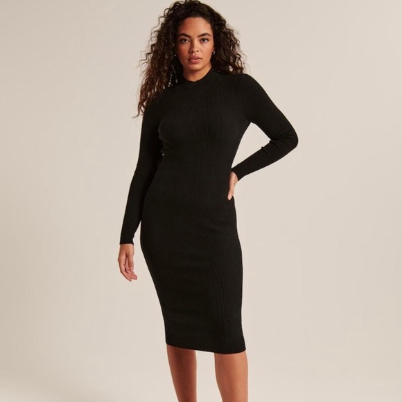 Open Back Black Sweater Dress - Picture 2 of 4